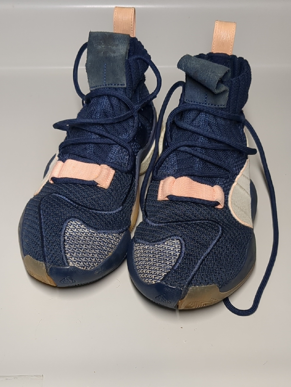 Adidas Crazy BYW X Navy Blue and Peach Boost Basketball Shoes Size 8.5